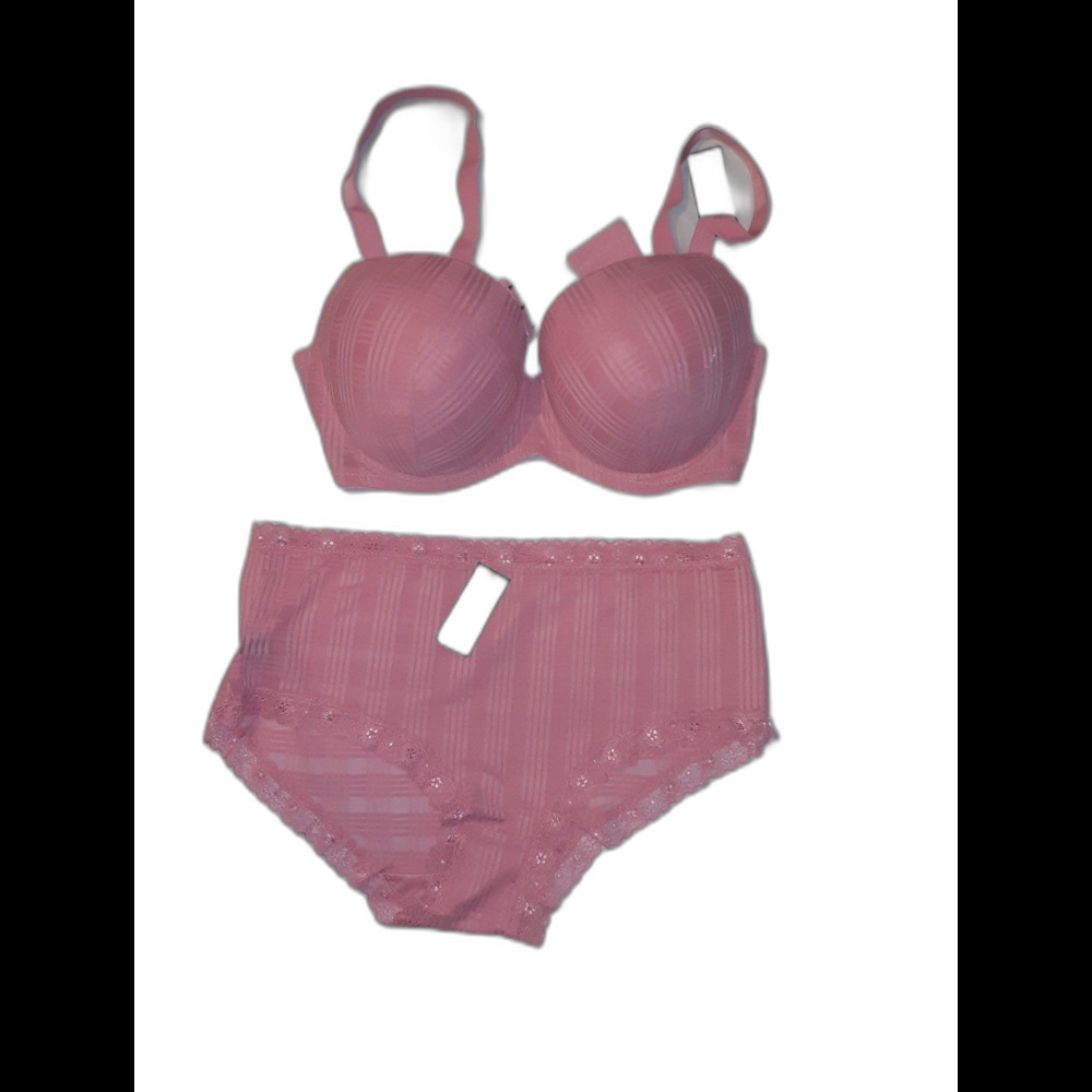 Youmita 42DD Geranium Pink Geo Lace Panty & 2X Geo Lace Panty NWT